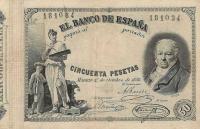 p35 from Spain: 50 Pesetas from 1886