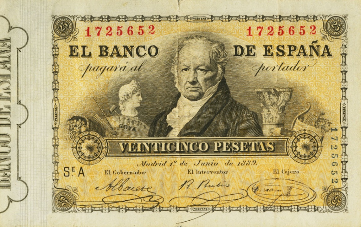Front of Spain p39: 25 Pesetas from 1889