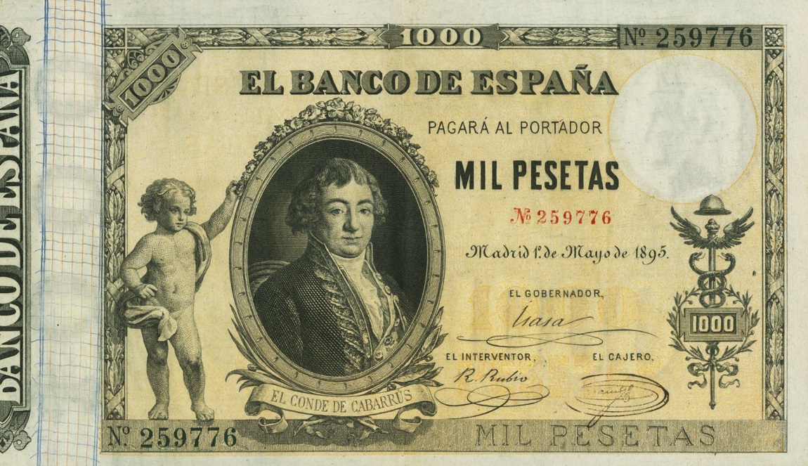 Front of Spain p45: 1000 Pesetas from 1895