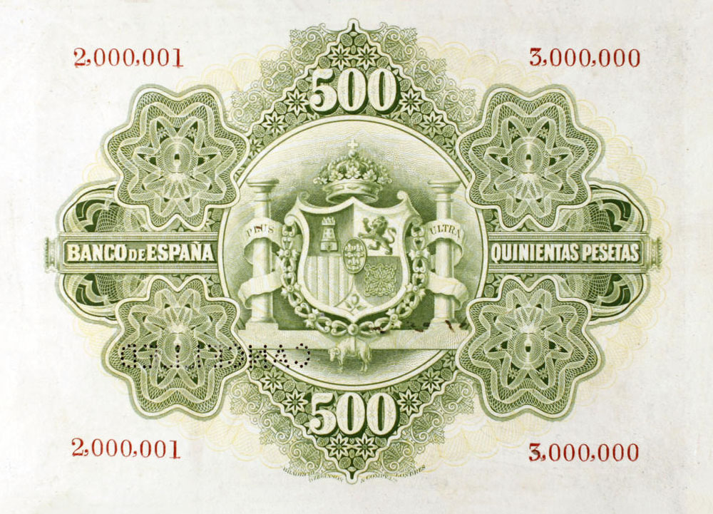 Back of Spain p60s: 500 Pesetas from 1907