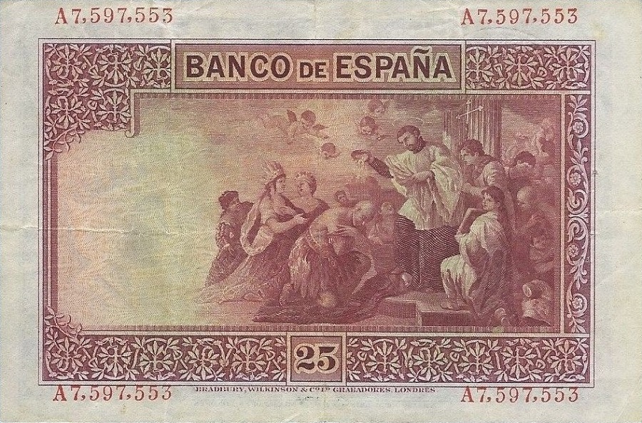 Back of Spain p71b: 25 Pesetas from 1931