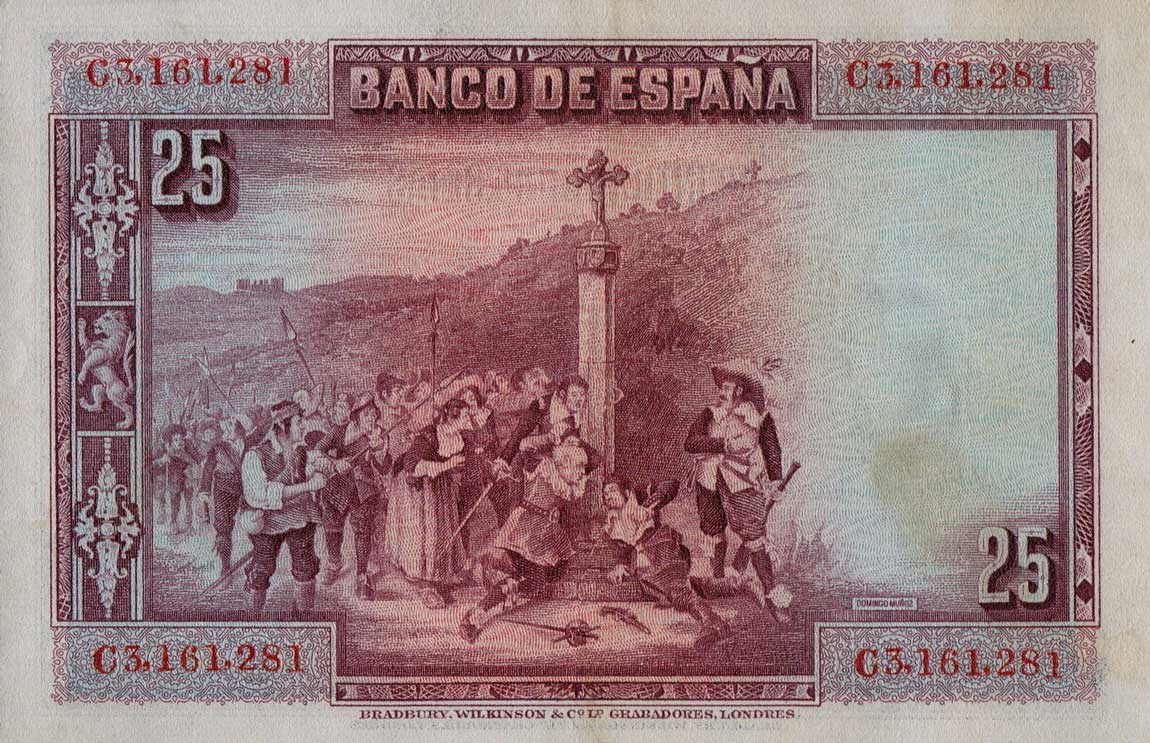 Back of Spain p74c: 25 Pesetas from 1928