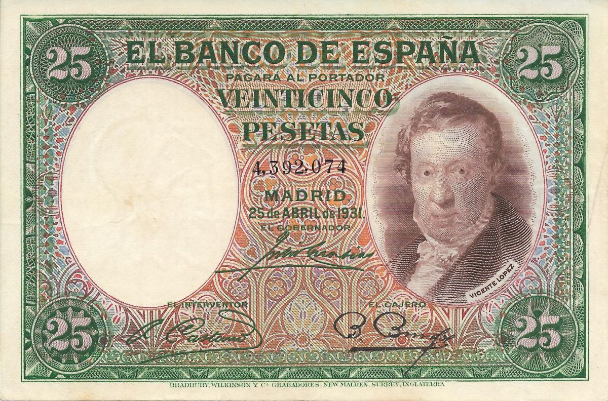 Front of Spain p81: 25 Pesetas from 1931