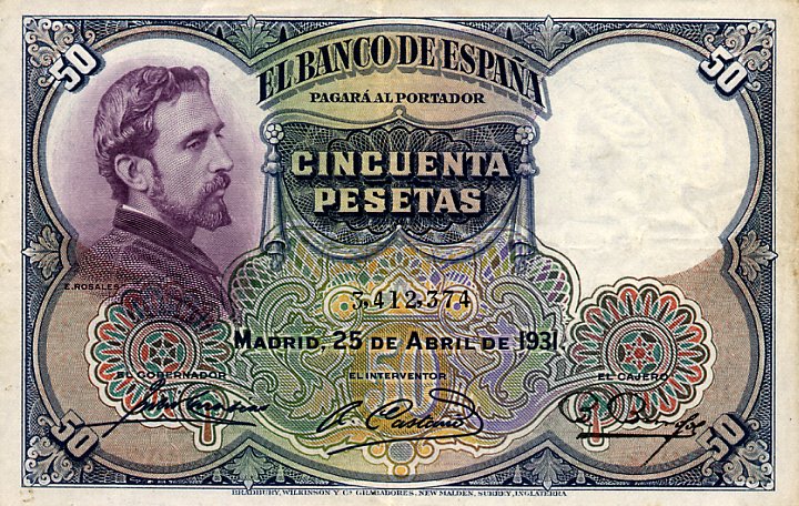 Front of Spain p82: 50 Pesetas from 1931