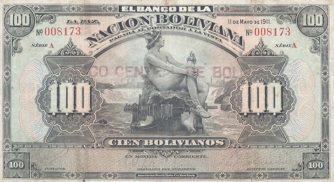 Front of Bolivia p117a: 100 Bolivianos from 1929