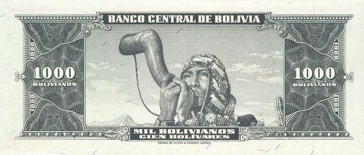 Back of Bolivia p149: 1000 Bolivianos from 1945