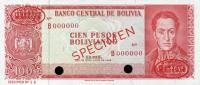 p163s from Bolivia: 100 Pesos Bolivianos from 1962