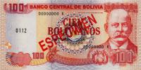p207s from Bolivia: 100 Boliviano from 1987