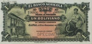 pS101s from Bolivia: 1 Boliviano from 1903