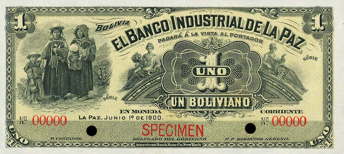 Front of Bolivia pS151s: 1 Boliviano from 1900