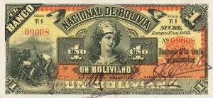 pS211b from Bolivia: 1 Boliviano from 1892