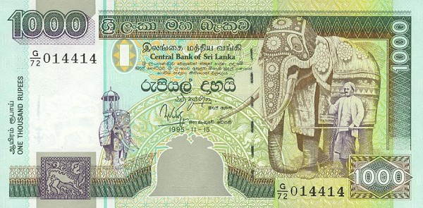 Front of Sri Lanka p113a: 1000 Rupees from 1995