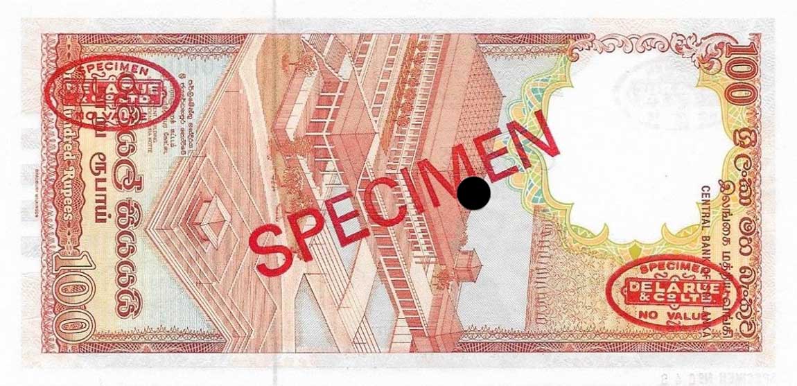 Back of Sri Lanka p99s: 100 Rupees from 1987