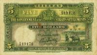 p10a from Straits Settlements: 5 Dollars from 1925