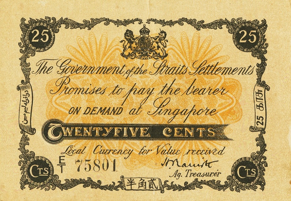 Front of Straits Settlements p7: 25 Cents from 1917