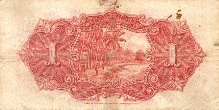 Back of Straits Settlements p9a: 1 Dollar from 1925