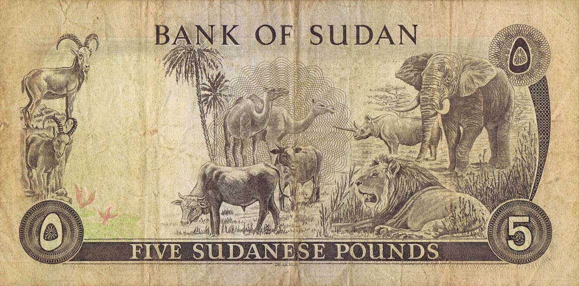 Back of Sudan p14c: 5 Pounds from 1980