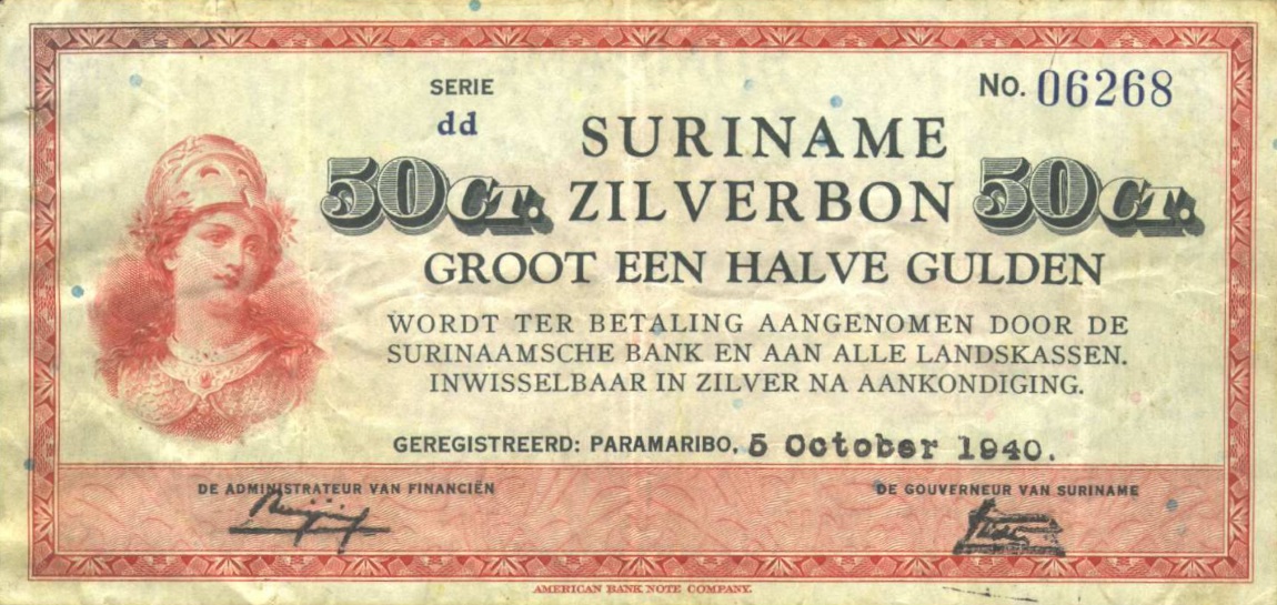 Front of Suriname p104a: 50 Cents from 1940