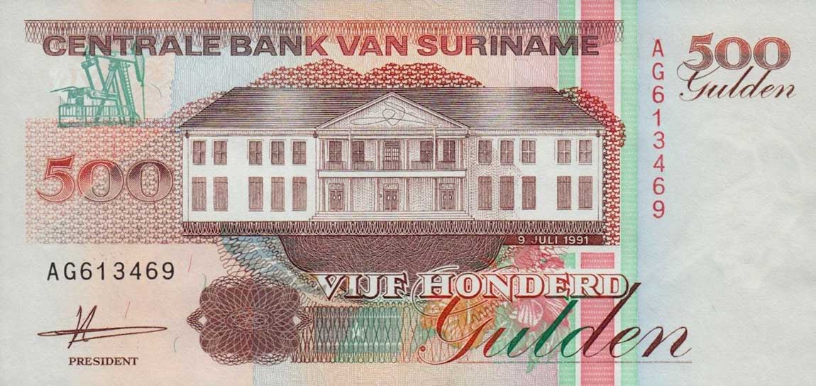 Front of Suriname p140: 500 Gulden from 1991