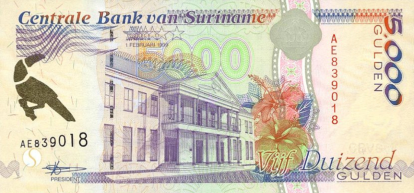 Front of Suriname p143a: 5000 Gulden from 1997