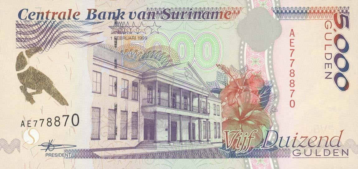 Front of Suriname p143b: 5000 Gulden from 1999