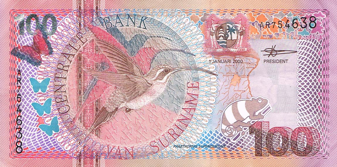 Front of Suriname p149: 100 Gulden from 2000