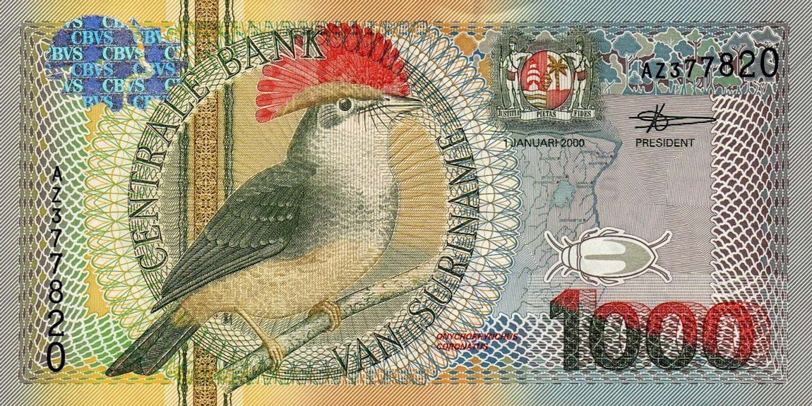 Front of Suriname p151: 1000 Gulden from 2000