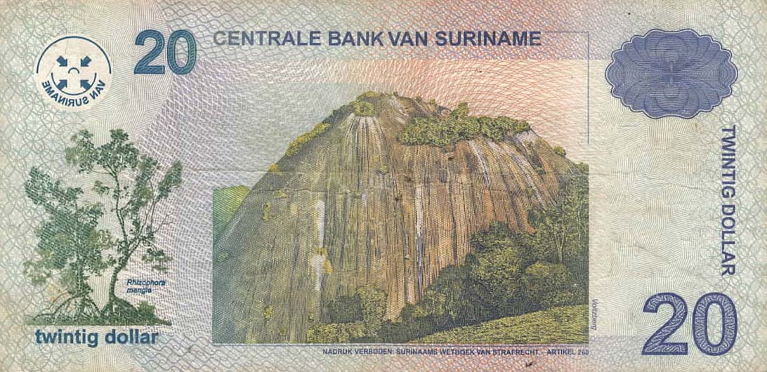 Back of Suriname p159b: 20 Dollars from 2004