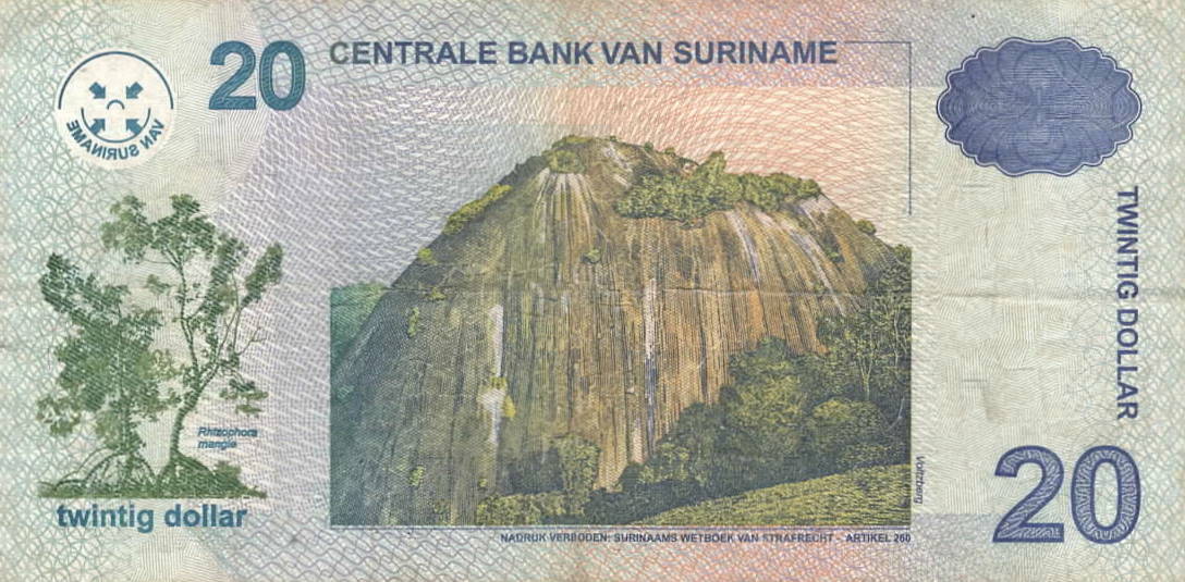 Back of Suriname p159c: 20 Dollars from 2006