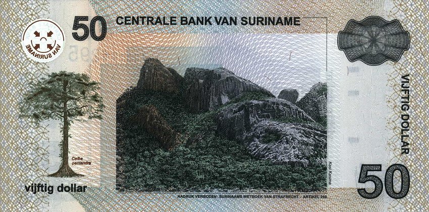 Back of Suriname p160a: 50 Dollars from 2004