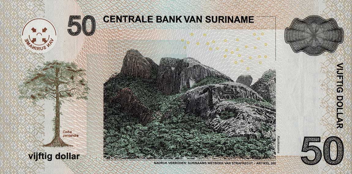 Back of Suriname p160b: 50 Dollars from 2004