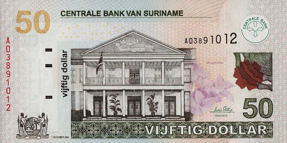 Front of Suriname p160b: 50 Dollars from 2004