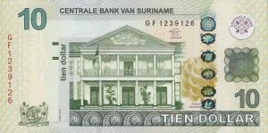 p163b from Suriname: 10 Dollars from 2012
