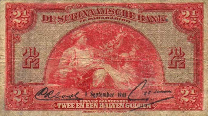 Front of Suriname p87a: 2.5 Gulden from 1940