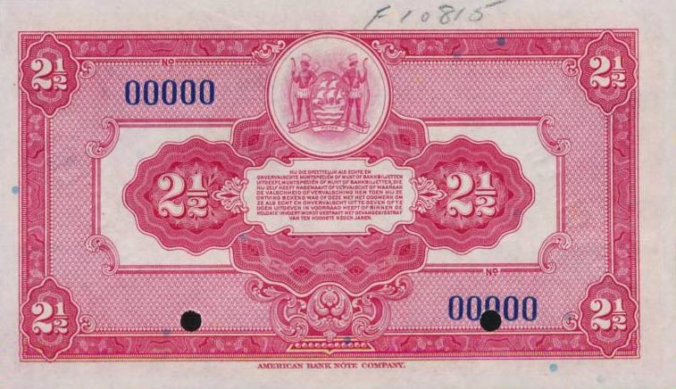 Back of Suriname p87s: 2.5 Gulden from 1940