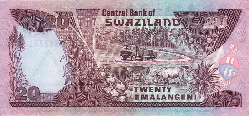 Back of Swaziland p17a: 20 Emalangeni from 1989