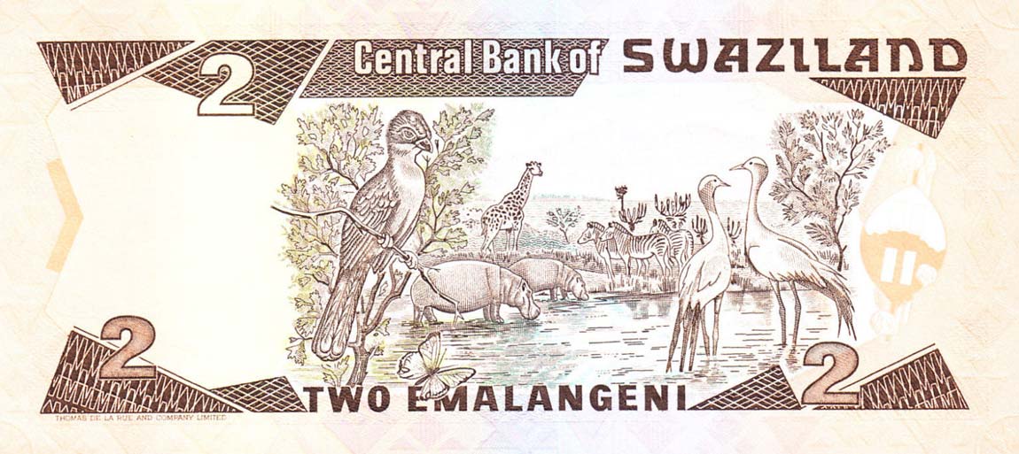 Back of Swaziland p18a: 2 Emalangeni from 1992