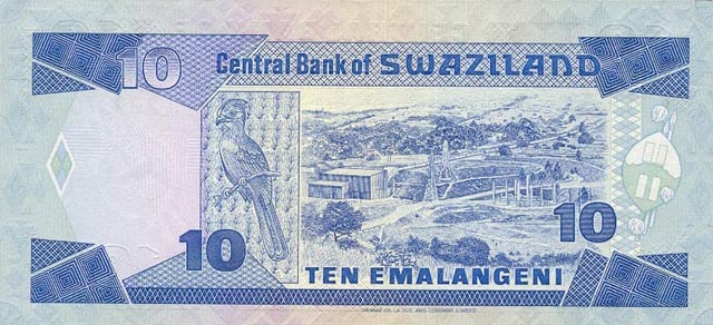 Back of Swaziland p20a: 10 Emalangeni from 1990