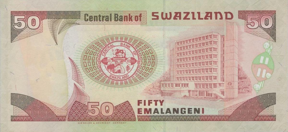 Back of Swaziland p22b: 50 Emalangeni from 1995