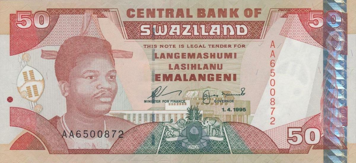 Front of Swaziland p22b: 50 Emalangeni from 1995