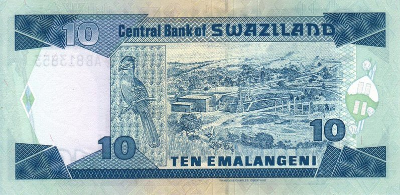 Back of Swaziland p24a: 10 Emalangeni from 1995