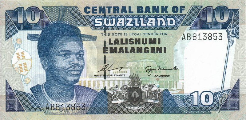 Front of Swaziland p24a: 10 Emalangeni from 1995
