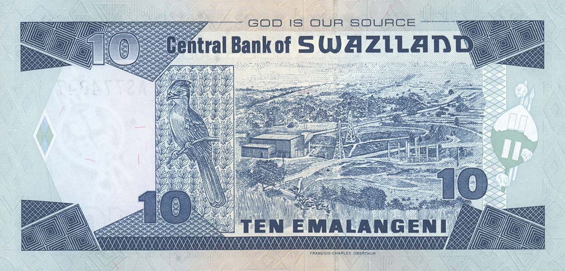 Back of Swaziland p29a: 10 Emalangeni from 2001
