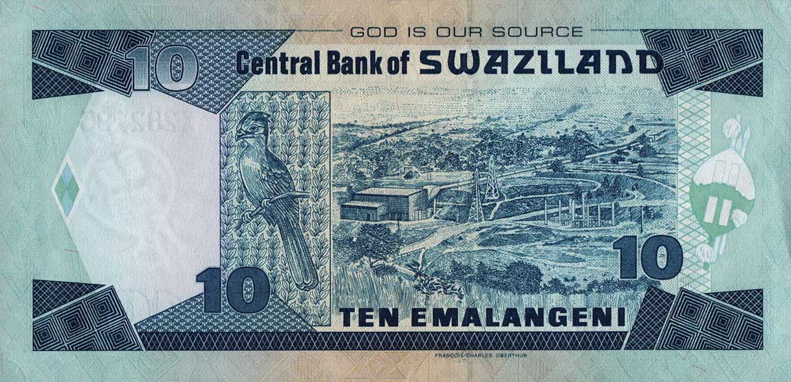 Back of Swaziland p29b: 10 Emalangeni from 2004