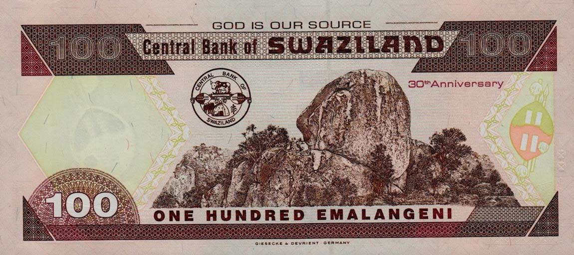 Back of Swaziland p33a: 100 Emalangeni from 2004