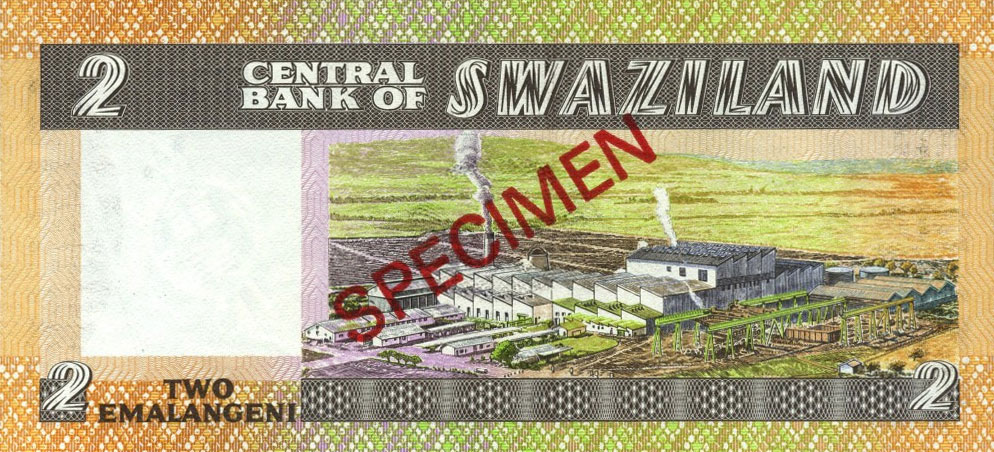 Back of Swaziland p8s1: 2 Emalangeni from 1983