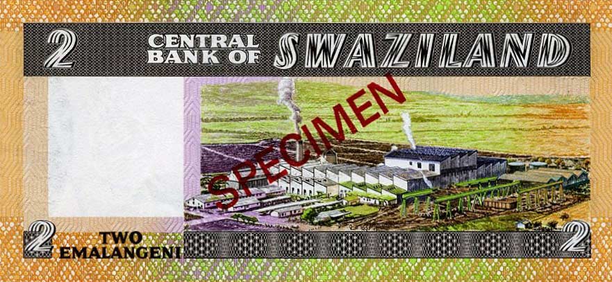 Back of Swaziland p8s2: 2 Emalangeni from 1984