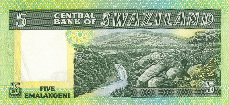 Back of Swaziland p9b: 5 Emalangeni from 1984