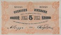 p13b from Sweden: 5 Kronor from 1889