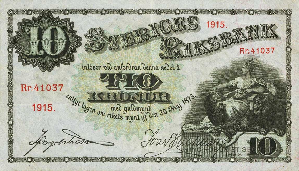 Front of Sweden p27j: 10 Kronor from 1915